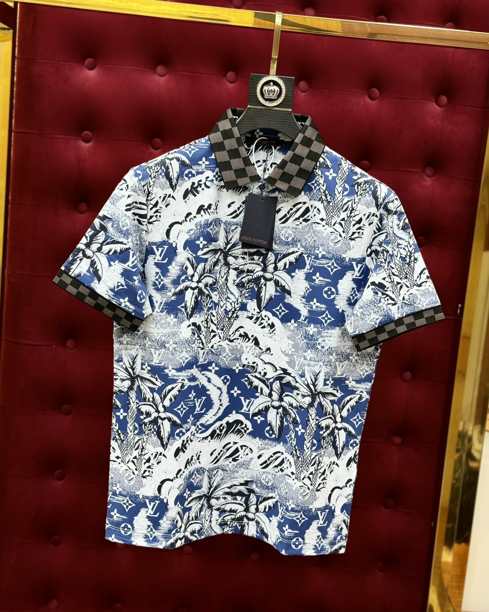 Áo polo Louis Vuitton LV họa tiết loang màu cây dừa Like Auth 1-1 on web CD